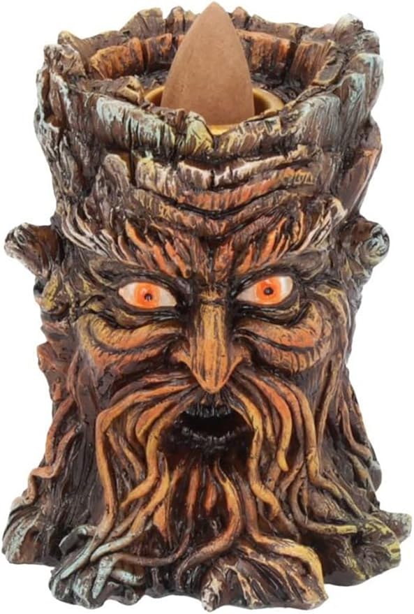 Aged Oak Backflow Incense Burner 11cm Brown