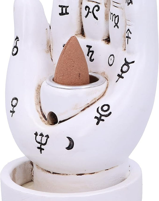 Palmistry Backflow Incense Burner (White) 12cm
