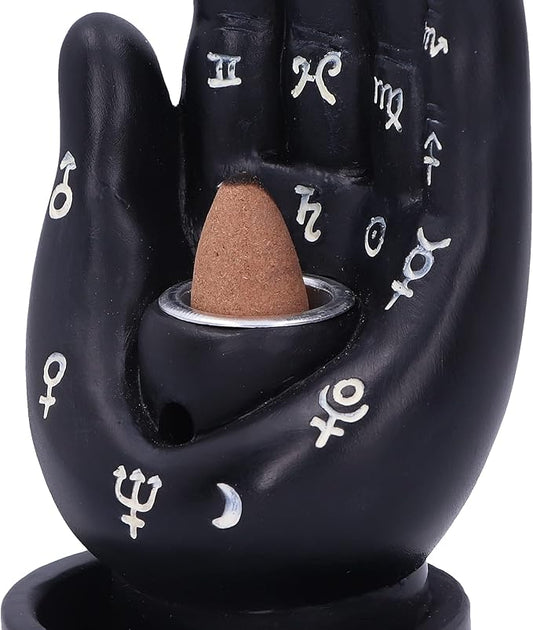 Palmistry Backflow Incense Burner (Black) 12cm