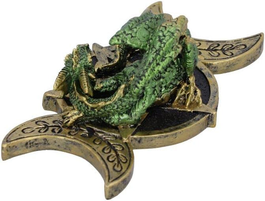 Triple Moon Guardian Dragon Figurine, Gold, 13.2cm