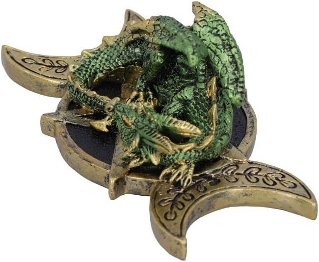Triple Moon Guardian Dragon Figurine, Gold, 13.2cm